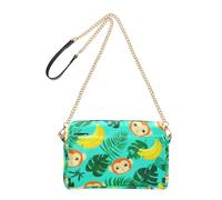 Joitme Cute Cartoon Monkey Banana Teal Womens Purse Crossbody Bags PU Leather Shoulder Bag with Chain Strap Cell Phone Purse
