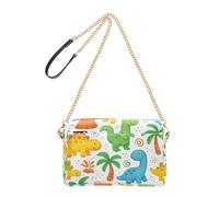 Joitme Cute Cartoon White Dinosaurs Womens Purse Crossbody Chain Strap PU Leather Shoulder Bag Cell Phone Purse Bag
