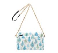 Joitme Ladies Purse Crossbody Bags Cell Phone Purse Bag Watercolor Pine Trees Blue White Chain Strap PU Leather Shoulder Bag