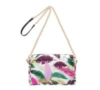 Joitme Ladies Purse Crossbody Bags Colorful Feathers AESTHETIC Cell Phone Purse PU Leather Shoulder Bag with Chain Strap