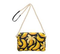 Joitme Ladies Purse Crossbody Bags Cute Yellow Bananas Black Cell Phone Bag Purse PU Leather Shoulder Bag Chain Strap