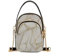 Joitme One Shoulder Handbags Grey Marble Texture Elegant Quilted Chain Strap Cell Phone Handbag Cute Designer Satchel Crossbody Bag, 5.9" × 8.3" × 3.1", 5.91x3.15x8.27inches