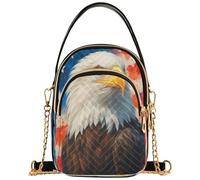Joitme Realistic Bald Eagle America One Shoulder Handbags Phone Wallet Chain Strap Purse Floral Print Designer Satchel Crossbody Bag, 5.9" × 8.3" × 3.1", 5.91x3.15x8.27inches