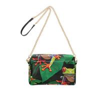 Joitme Tree Frog Lush Tropical Green Womens Purse Crossbody Bags Cell Phone Bag Purse PU Leather Shoulder Bag Chain Strap