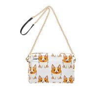 Joitme Womens Bags Crossbody Purse Cell Phone Bag Cute Cute Cartoon Corgi Dogs White PU Leather Shoulder Bag with Chain Strap