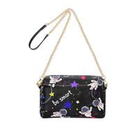 Joitme Womens Purse Crossbody Cell Phone Bag Purse Chain Strap PU Leather Shoulder Bag Cute Astronauts Space Black