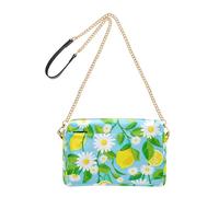 Joitme Womens Shoulder Bags Crossbody Cell Phone Bag Cute PU Leather Shoulder Bag with Chain Strap White Daisies Yellow Lemons