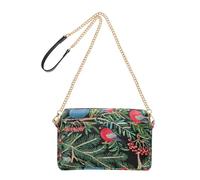 Joitme Womens Shoulder Bags Crossbody Cell Phone Bag Purse Cute Owl Bullfinch Forest Green PU Leather Shoulder Bag Chain Strap