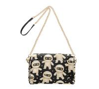 Joitme Womens Shoulder Bags Crossbody Halloween Cute Mummies White Black Cell Phone Purse PU Leather Shoulder Bag with Chain Strap