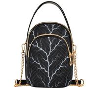 Joitme Womens Shoulder Purse Quilted Chain Strap Wallet Phone Purse Animal Print Designer Satchel Crossbody Bag White Branching Lightning Black, 5.91x3.15x8.27inches