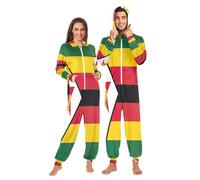 Joitme Zimbabwe Flag Adult Onesie Nightwear Mens Full Body Pjs Floral Women Onsie Sleepwear, Zimbabwe Flag, S