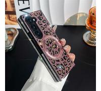 JOIUXNER Bling Sparkle Case for Samsung Galazy Z Fold 3 5G Compatible with Wireless Charging,3D Glitter Diamond Leopard Print Hard Shookproof Anti-Drop Protective Case for Women Girls,Pink.