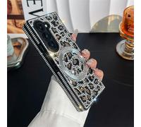 JOIUXNER Bling Sparkle Case for Samsung Galazy Z Fold 5 5G Compatible with Wireless Charging,3D Glitter Diamond Leopard Print Hard Shookproof Anti-Drop Protective Case for Women Girls,White.