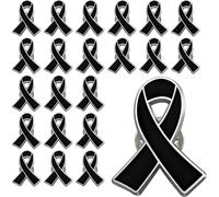joixy 25/50/100/200 pieces Black Ribbon Pins Melanoma Skin Cancer Awareness Pins Black Enamel Ribbon Brooch Pin Badges Funeral Memorial Pins Bulk, Zinc, no gemstone