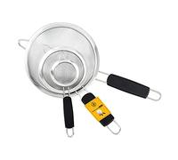 Jojeys Pack of 3 Black Sieves and Strainers Set - Metal Sieve and Strainer, Fine Mesh, Rust Free