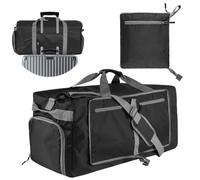 JOJHDR 60L Travel Duffle Bag Large Waterproof Overnight Bag with Shoes Compartment - Foldable&Large Capacity Lightweight Bag for Beach Gym, Black, Fasion