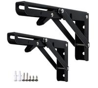 JOJIDE 2Pcs Campervan Folding Bracket Table Shelf Motorhome Caravan Black Finish Stainless Steel Mini Folding Table Car Accessories(Black 1 Pair)