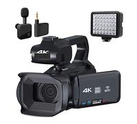 JOJIDE Video Camera, 4K Video Camera Live Stream Professional Camcorder 64MP Photography Digital Camera Rotate Touch Screen Vlog Recorder(No SD Card,With MIC Light)