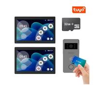 JOJIDE Video Doorbell Wireless, TUYA 10" LCD 2-Wire Video intercom Touch Screen smart door bell video phone Night Vision Tuya for Villa Home Apartment D2(1to2 10inch TF 32GB)