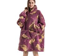 JOJJJOJ Unisex Oversized Hoodie Blanket with Giant Pocket, Comfortable Sherpa Fleece Blanket Hoodie, Warm Sweatshirt Bathrobe, Gift for Teens and Adults, Sloth, S-4XL
