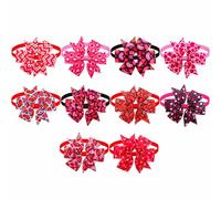 jojnsha 10pcs Heart Pet Collar Bowties Butterfly Pattern Fashion Christmas Fashion Accessory Lovely Bowties