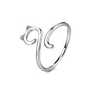 jojnsha Cats Animals Open Cute Adjustable Rings For Women Crochet Tension Regulator Finger Unique Jewelry Decor Long Tail Finger Jewelry Personalization