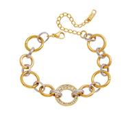 jojnsha Comfortable Wear Versatile Everyday Gold and Silver Two Tone Design Stainless Steel Jewelry Stylish Fashion Circular Rings Gold and Silver Color Stainless Steel Elegant Wrist