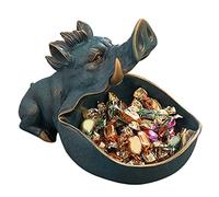 jojnsha Creative Wild Boar Statue For Key Storage Bowl Resin Candy Dish Art Animal Table Desk Decor For Home Porch Office