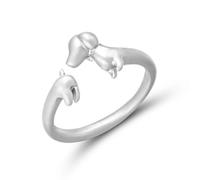 jojnsha Cute Dachshund Open Rings Adjustable Size Ornament For Women Girl Trendy Animal Inspired Statement Jewelry Silver Accessories