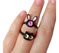 jojnsha Cute Little Rings For Women Fashion Design Personalized Banquet Accessories Gift Friend Men Girls Black Cute Adjustable Teens Girls