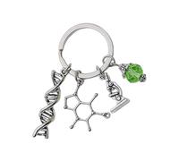 jojnsha DNA Pendant Keychain Creative Science Instrument Shape Keyring Neurology Biology Key Rings for Students