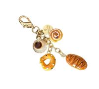 jojnsha Fashionable Keychain Pendant Coffee Cup and Bread Coin Purse Charm Accessory Portable Resin Bag Decoration for Women