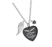 jojnsha Pet Cremation Keepsakes Necklace with Heart Wing Pendant Design Stainless Steel Urn Jewelry Memerial Lockets Pendant Cremation Jewelry for Pet