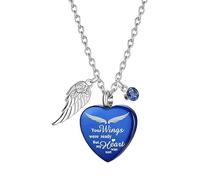 jojnsha Pet Cremation Keepsakes Necklace with Heart Wing Pendant Design Stainless Steel Urn Jewelry Memerial Lockets Pendant Cremation Jewelry for Pet