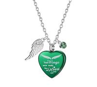 jojnsha Pet Cremation Keepsakes Necklace with Heart Wing Pendant Design Stainless Steel Urn Jewelry Memerial Lockets Pendant Cremation Jewelry for Pet
