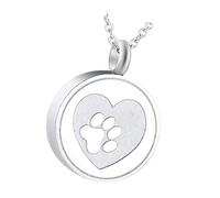 jojnsha Stainless Steel Pet Memorial Necklace Cremation Lockets With Paws Print Charm Ashes Furs Holders For Dog Cats Loss Keepsakes Paws Print Cremation Jewelry Keepsakes