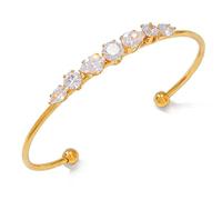 jojnsha Stylish Stainless Steel Open Cuff with Bright Cubic Zirconia Accents Adjustable Opening Wristband Adjustable Trendy Wrist Jewelry