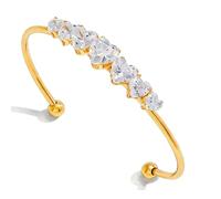 jojnsha Stylish Stainless Steel Open Cuff with Bright Cubic Zirconia Accents Adjustable Opening Wristband Adjustable Trendy Wrist Jewelry