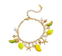 jojnsha Trendy Fruit Theme Adjustable Stainless Steel Chain Jewelry Beaded Suitable for Women Stylish Present Unique Wristband for Ladies