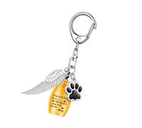 jojnsha Winged Pet Urn Keychain For Ashes Stainless Steel Memorial Jewelry With Protective Cremation Holder Stainless Steel Pet Ashes Pendant Jewelry
