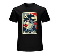 JoJo Bizarre Adventure Vintage Joestar Joseph Oh My God Letter T-Shirt for Men Cotton Cool Tee Blacks Black S