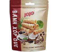 JOJO Coconut Wafer Rolls (3 Pack, 70g each) - Crispy, Toasted Coconut Snacks - Gluten-Free & Vegan Friendly - Authentic Tropical Treats (Coffee Coconut Wafer Rolls)