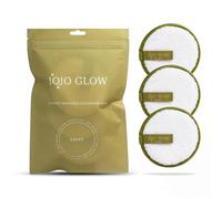 JoJo Glow Reusable Makeup Remover Pads - Microfibre Face Cloth, Face Cleansing Pads, Sustainable, Cruelty Free Eye Makeup Remover Pads - Pack of 3 - Green