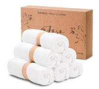 JoJo Jr. Bamboo Face Cloths Pack of 6 - Soft Reusable Baby Face Flannels & Face Towels 25x25cm - Flannel Face Cloth & Wash Cloths for Newborn & Sensitive Skin (White, Regular)