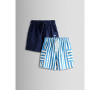 JoJo Maman Bébé 2 Pack Pure Cotton Striped & Plain Shorts (6 Mths-7 Yrs) Multi