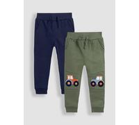 JOJO MAMAN BÉBÉ 2 Pack Tractor Applique Knee And Plain Joggers 3-4 Years