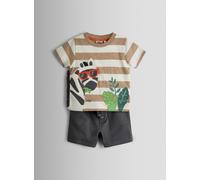 JOJO MAMAN BÉBÉ 2 Piece Zebra Applique T Shirt & Shorts Set Grey 5-6 Years
