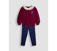JoJo Maman Bébé 2pc Cotton Rich Top & Bottom Outfit (6 Mths-9 Yrs) Berry