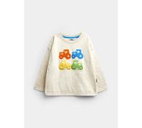 JOJO MAMAN BÉBÉ Boucle Tractor Applique Top Oatmeal Marl 18-24 months