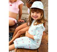 JoJo Maman Bébé Cherry Stripe Frill All In One (0 Mths-5 Yrs) Green Mix